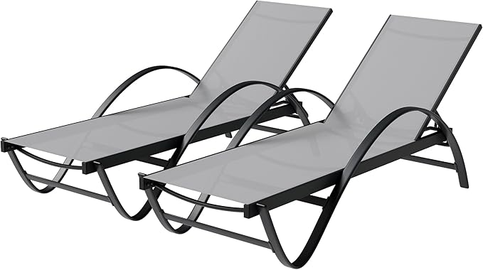 Shintenchi Patio Chaise Lounge Set of 2, Pool Chaise Lounge by Shintenchi