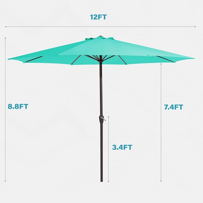 MEWAY 12ft Patio Umbrella Outdoor Table Umbrellas - Image 7