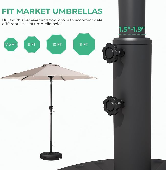 JEAREY 81.5lb Max Capacity Patio Umbrella Stand, Outdoor Umbrella Base Water - Image 5