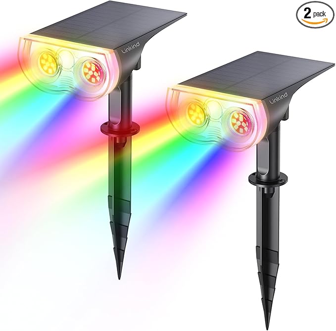 Linkind Solar Lights Outdoor Waterproof IP65, StarRay RGB Solar Spot Lights by Linkind