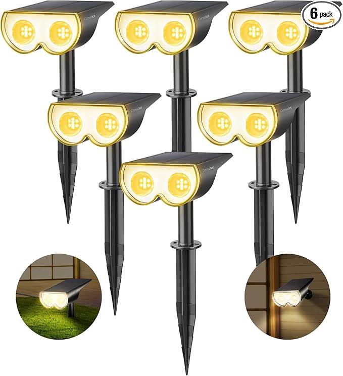Consciot Solar Spot Lights Outdoor, 16 LEDs IP67 Waterproof, Auto On/Off Solar by Consciot