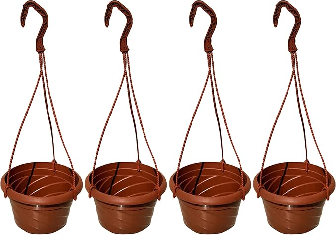 VIDELLY 4 Pieces Plastic Hanging Planters, 5.9 in Dia x 3.54 in H, Flower Plant by VIDELLY