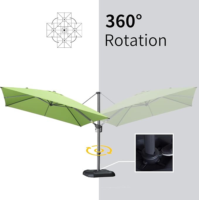 PURPLE LEAF 9' X 11.5' Square Cantilever Umbrella Patio Umbrella - Image 5