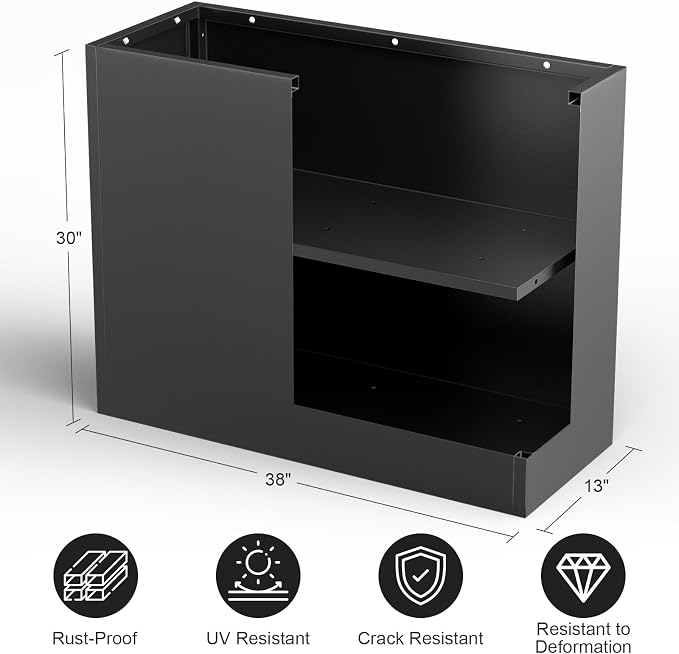 Metal Large Planter Box 38" L x 13" W x 30" H, Heavy Duty Tall Rectangle - Image 2
