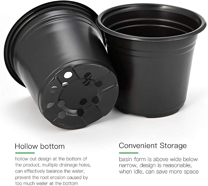 JERIA 100-Pack 0.5 Gallon Plant Nursery Pots, Plastic Pots - Image 4