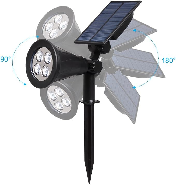 T-SUN Blue Solar Spotlights, Outdoor Waterproof Auto ON/Off Adjustable Garden - Image 2