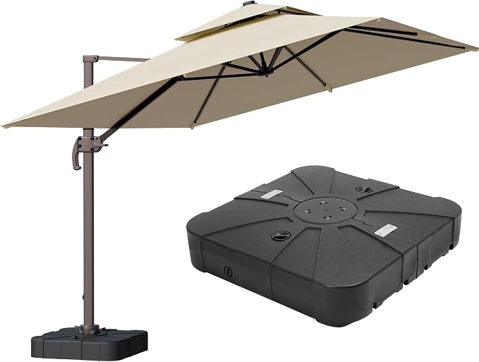 9x12FT Beige Cantilever Outdoor Patio Umbrella by ZLACUIU