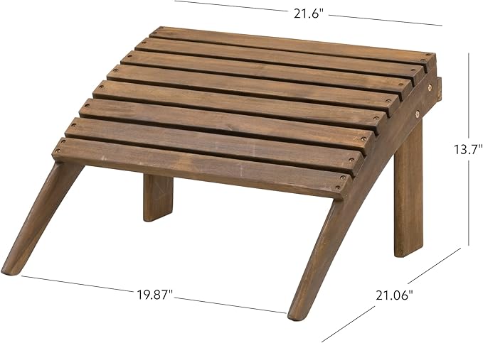 Linon Home Dcor Linon Adirondack Woodstock Ottoman, Teak Stain, 21.6"W x - Image 3