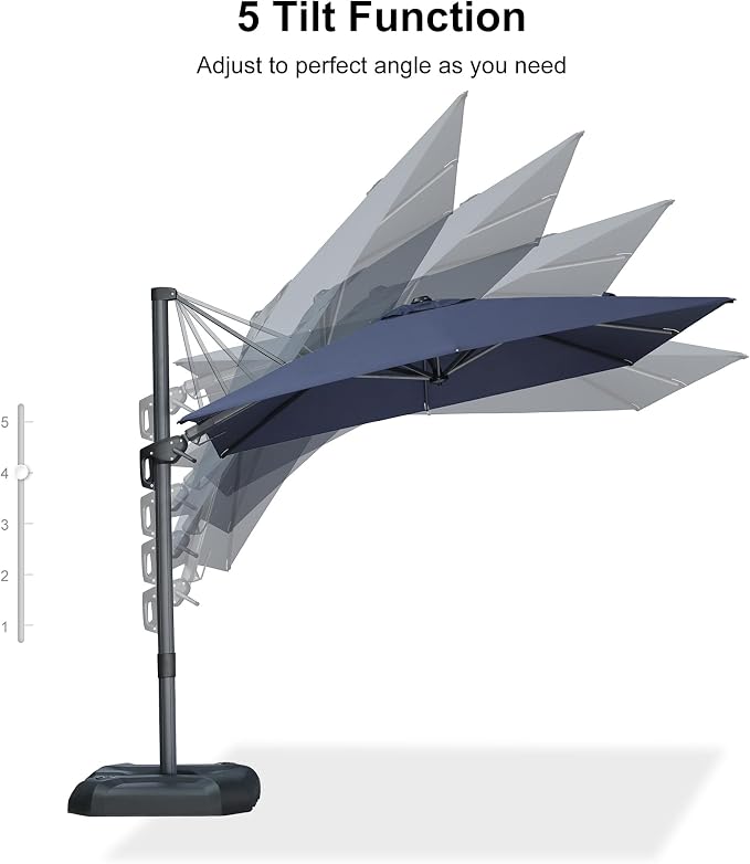PURPLE LEAF 8' X 8' Left-right Tilting Patio Umbrella Outdoor Cantilever Swivel - Image 8