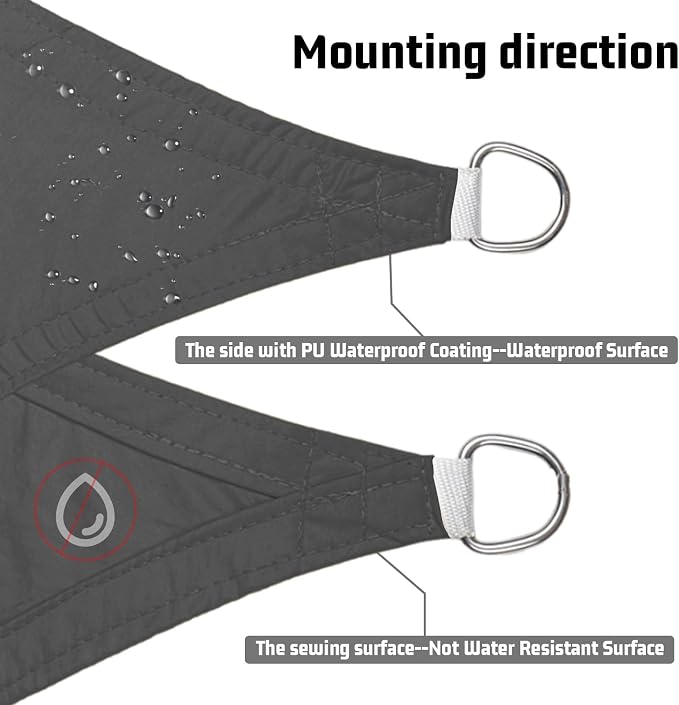 LOVE STORY Triangle 15'x15'x15' Waterproof Sun Shade Sail Canopy UV Block - Image 3