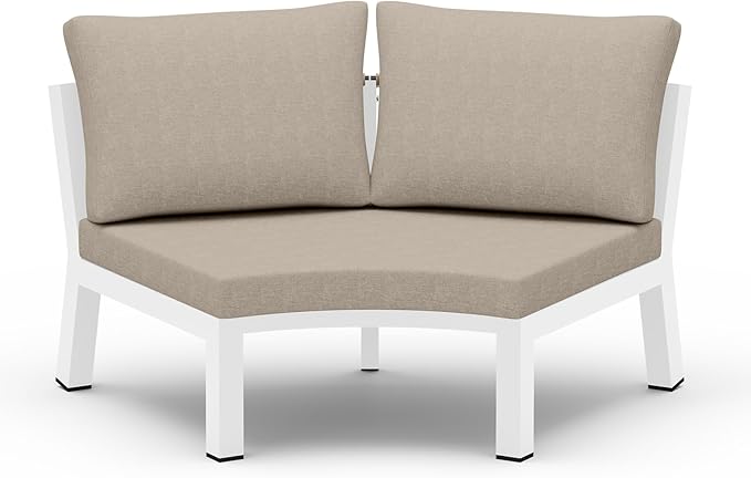 Outdoor Patio Sectional Modular Sofa, Aluminum 1 Piece Curved Patio Couch by Oasbira