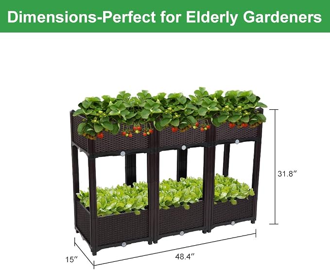 VINGLI Square Raised Garden Bed, Self-Watering Plastic Planter - Image 4