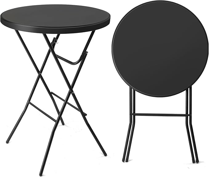 VINGLI 32" Plastic Folding Round Table Bar Height, HDPE Matrial by VINGLI
