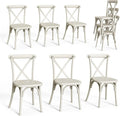 VINGLI Plastic Outdoor Dining Chairs Set of 6, Stackable Patio Cream White by VINGLI