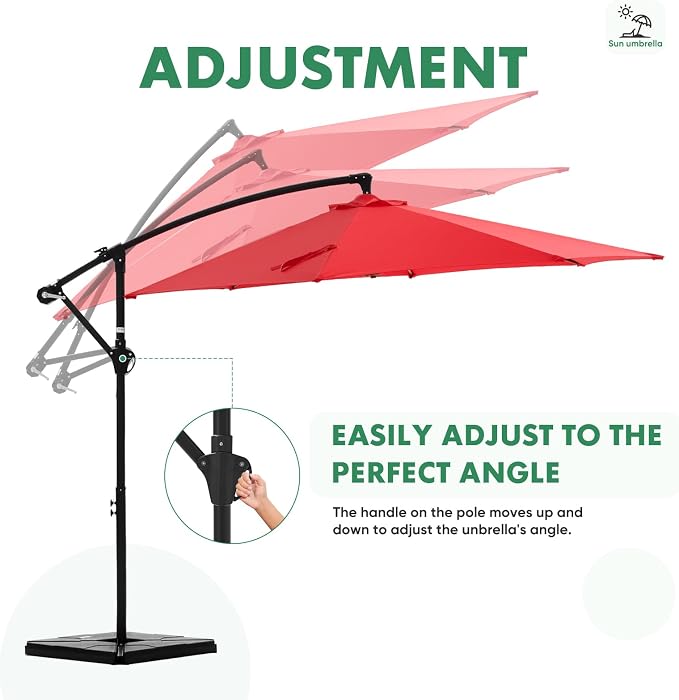 NEWBULIG 10FT Patio Umbrella, Offset Cantilever Outdoor Patio Table Umbrella - Image 5
