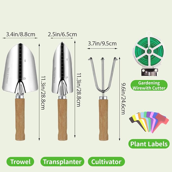 Garden Tool Set, 3 Pieces Gardening Kit - Image 4