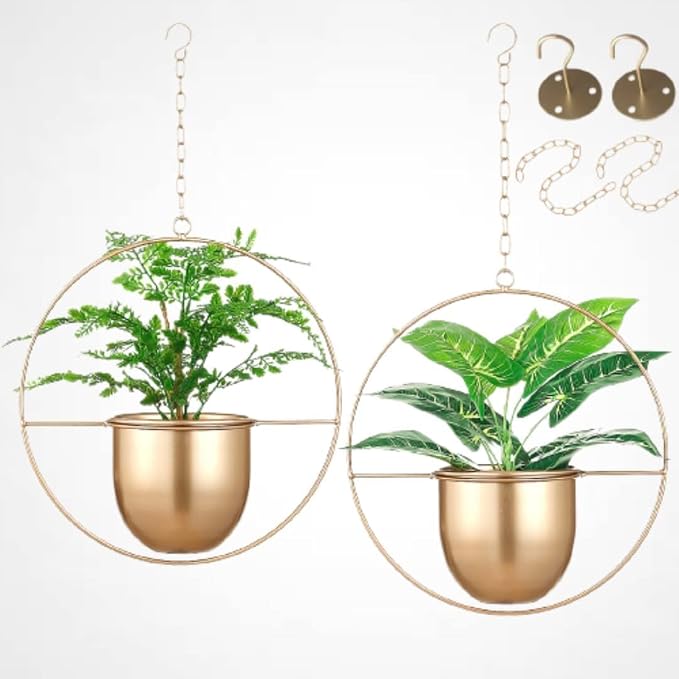 2 Pack Gold Hanging Planter, Hanging Planters by Shineloha