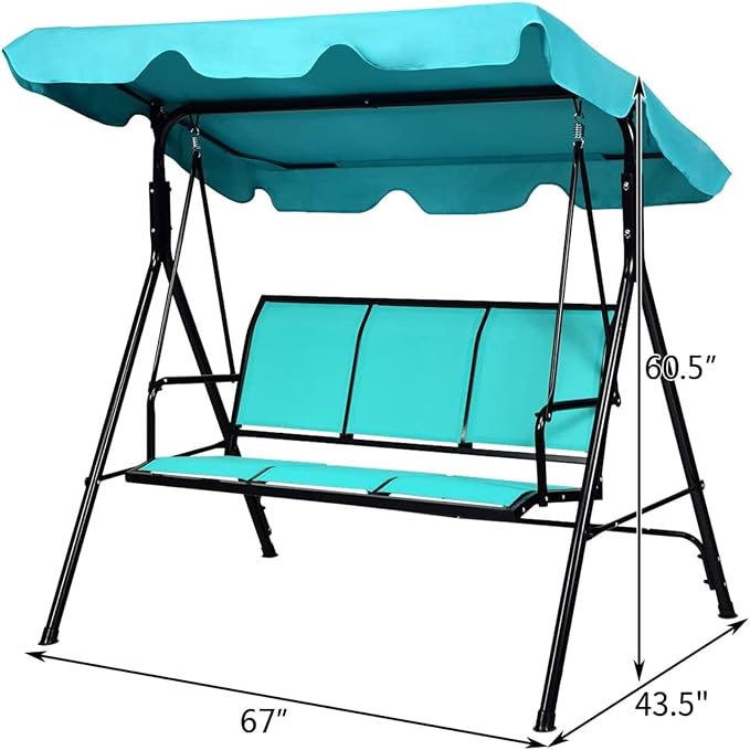 TANGKULA 3 Person Patio Swing, Steel Frame - Image 5