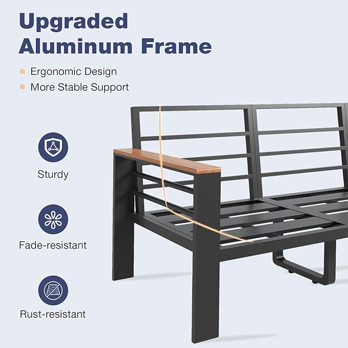 Aoxun Aluminum Patio Furniture Set 7 Seats, Oversized Outdoor Sectional - Image 5