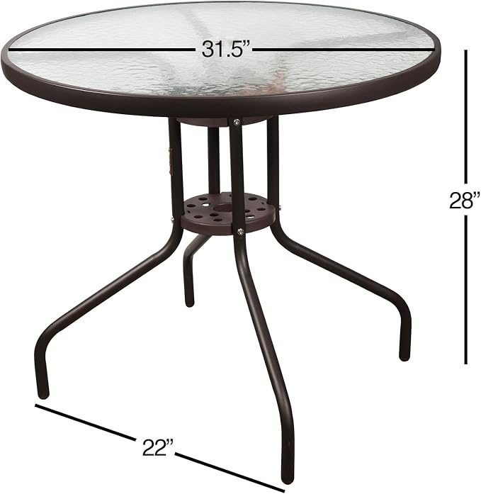 Garden Elements Outdoor Patio Furniture, Round Dining Table, Steel Base and Rim - Image 3