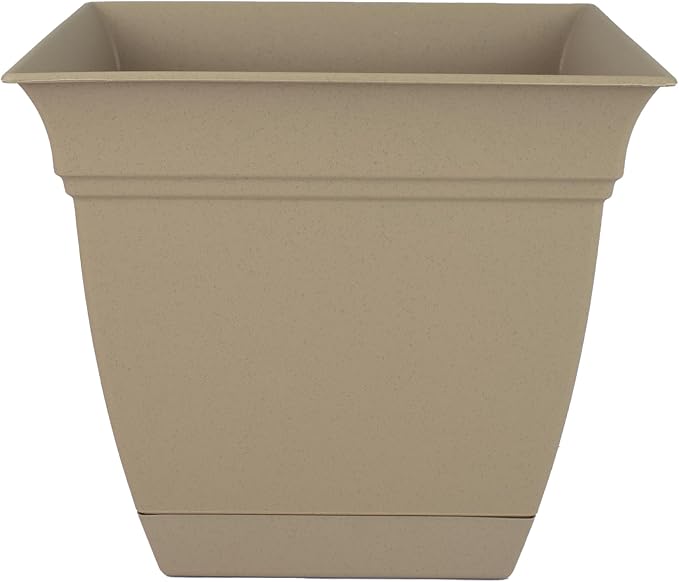 The HC Companies Eclipse Square Plastic Planter w/Attached Saucer by TheHCCompanies