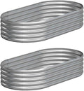 2PCS 4x2x1FT Galvanized Raised Garden Bed Kit, Vegetable Boxes-Oval Metal by Yortrek