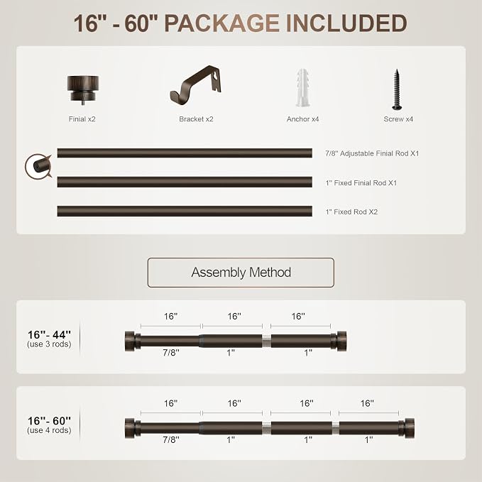 Modern Antique Brown Bronze Curtain Rods - Image 9