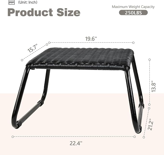 Wicker Ottomans Outdoor Footstool, Patio Rattan Garden Furniture All Weather - Image 3