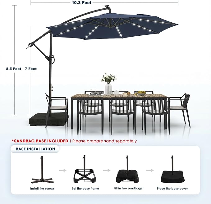 wikiwiki 10ft Solar LED Patio Umbrella - Image 5