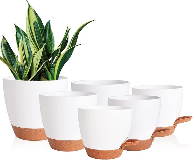 Flower Pots, 8/7/6.5/6/5.5/5 Inch Self Watering Planters by Vanslogreen