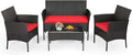 FDW | 4-Piece Patio Furniture Set | Red | Outdoor Wicker Furniture by FDW