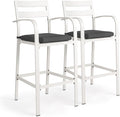 VINGLI Outdoor Bar Stools Set of 2, All-Weather Bar Height Aluminum Stools by VINGLI