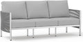 Aluminum Outdoor Patio Couch, 3 Seats HDPE Rope Patio Sofa by Oasbira