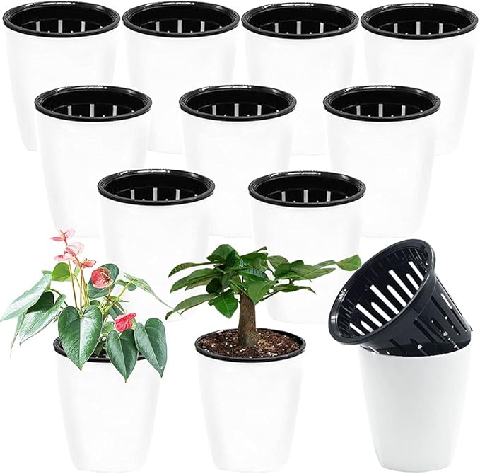 Haawooky 12 PCS Self Watering Plastic Planter, 4 Inch Plastic Flower Plant Pot by Haawooky