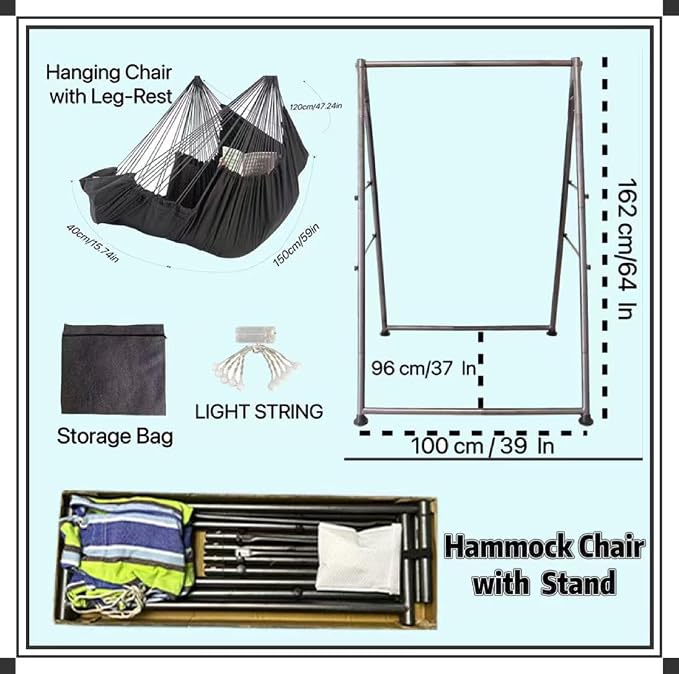Hammock Chair Stand with X-Large Swing Chair with Footrest，Anti-Tip Thickened - Image 2
