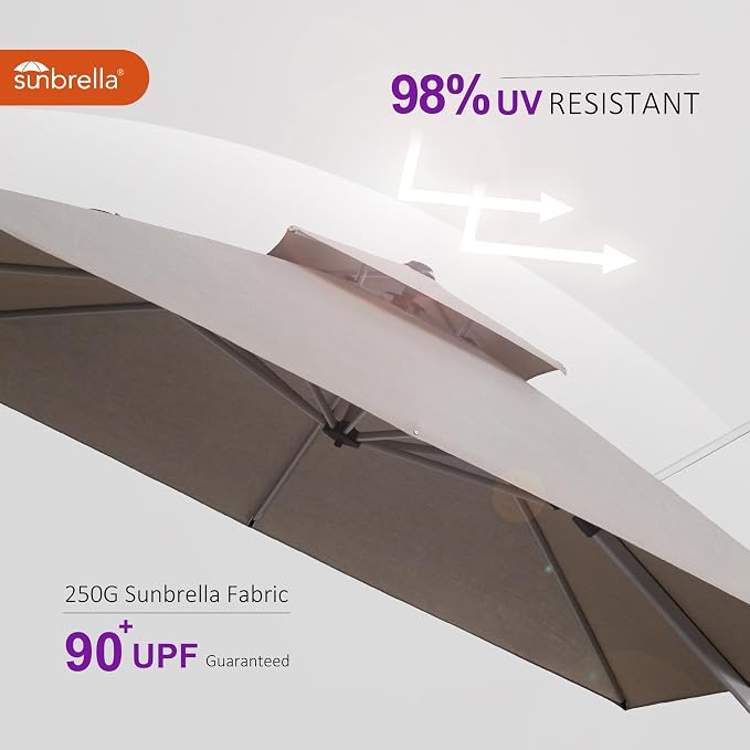 PURPLE LEAF 9' X 12' Cantilever Outdoor Patio Umbrella Large Heavy Duty 360° - Image 5