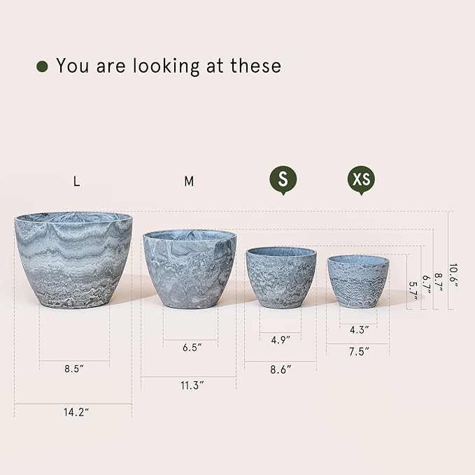 LA JOLIE MUSE Flower Pots Outdoor Garden Planters, Indoor Plant Pots - Image 7