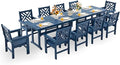HDPE Dining Table Set for 10, 12-Piece Outdoor Table and Chairs Include 10 by Unknown