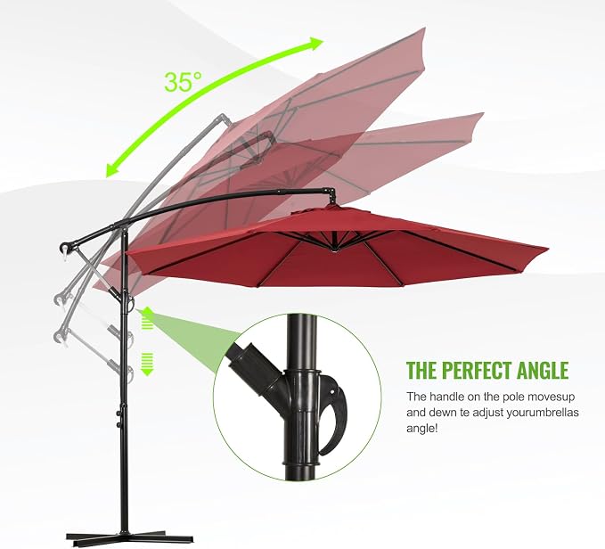 Backyard Expressions 10FT Cantilever Patio Umbrella – Outdoor Offset Hanging - Image 7