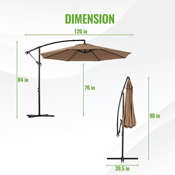 Backyard Expressions 10FT Cantilever Patio Umbrella – Outdoor Offset Hanging - Image 3