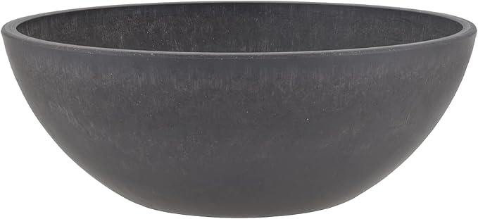 PSW Pot Collection M30DC 12-inch Plastic/Stone/Wood Composite Low Bowl Planter by PSW