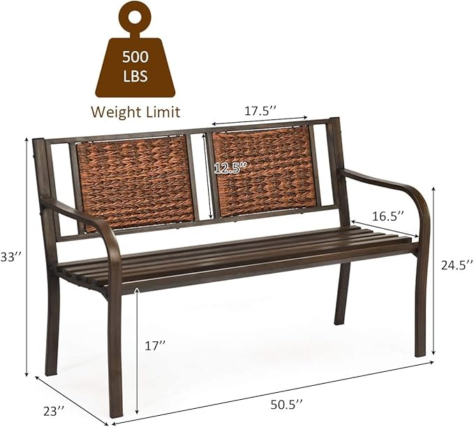 S AFSTAR Outdoor Garden Bench, Polyethylene, 50.5 in Width, 2 Adults - Image 3