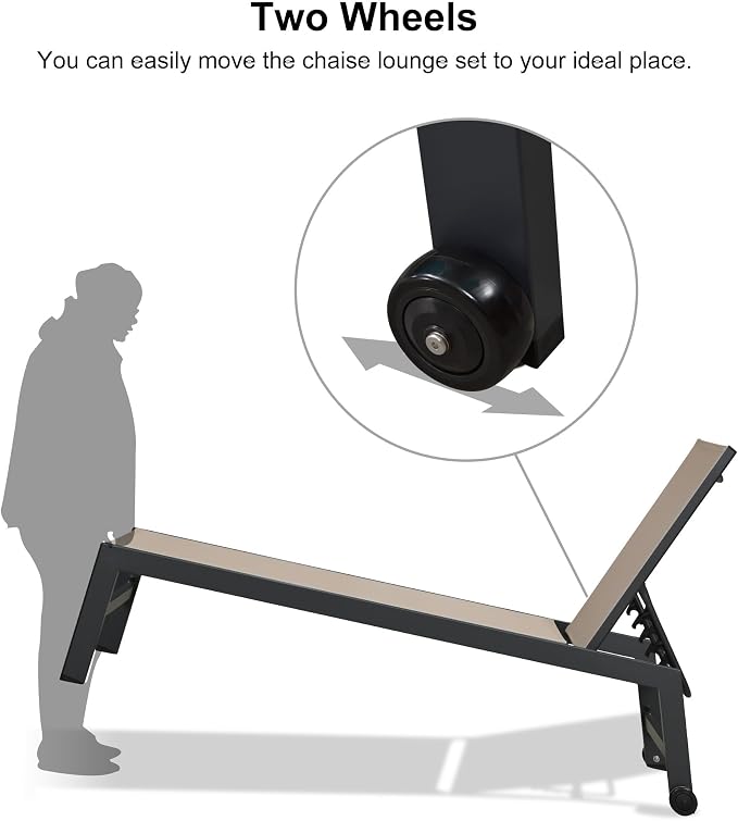 PURPLE LEAF Patio Chaise Lounge Set 2 Pieces Textilene Pool Lounge Chairs - Image 5