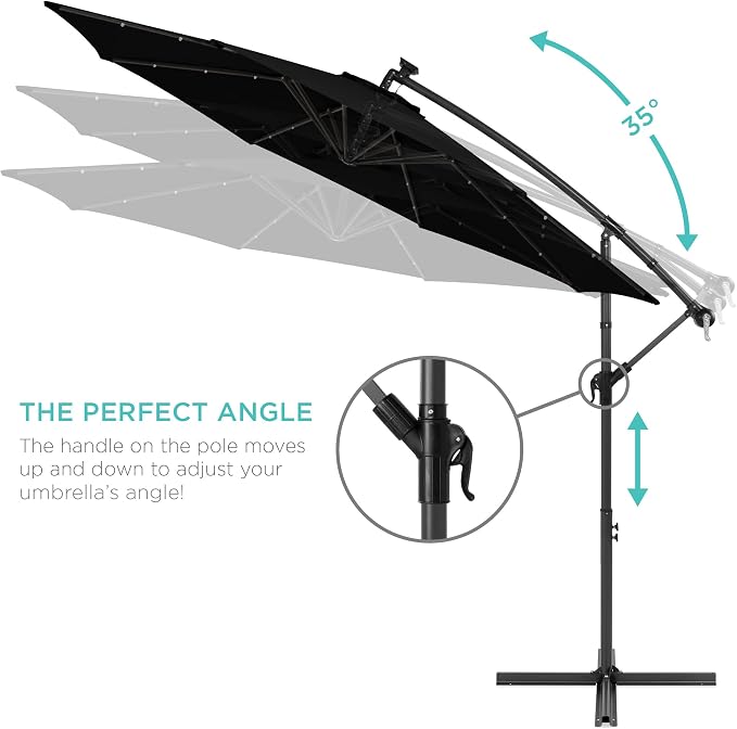Best Choice Products 10ft Solar LED Offset Cantilever Hanging Market Patio - Image 4