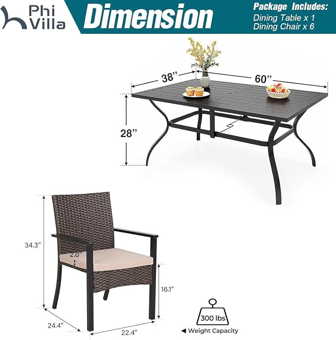 PHI VILLA 7 Piece Outdoor Dining Set - Image 9