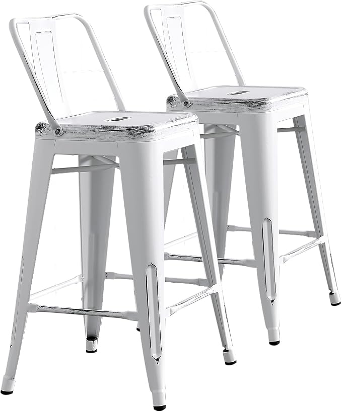 AC Pacific 24” Metal Barstool Set of 2 – Country Rustic Style by ACPacific