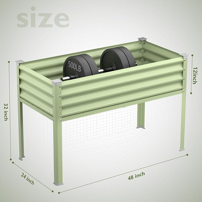 Raised Garden Bed with Legs, 48×24×32in Large Galvanized Elevated Planter Box - Image 4