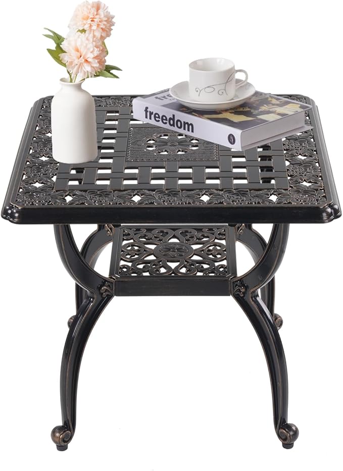 Cast Aluminum Outdoor Side Table, Small Patio Table, Outdoor Coffee Tables by Unknown