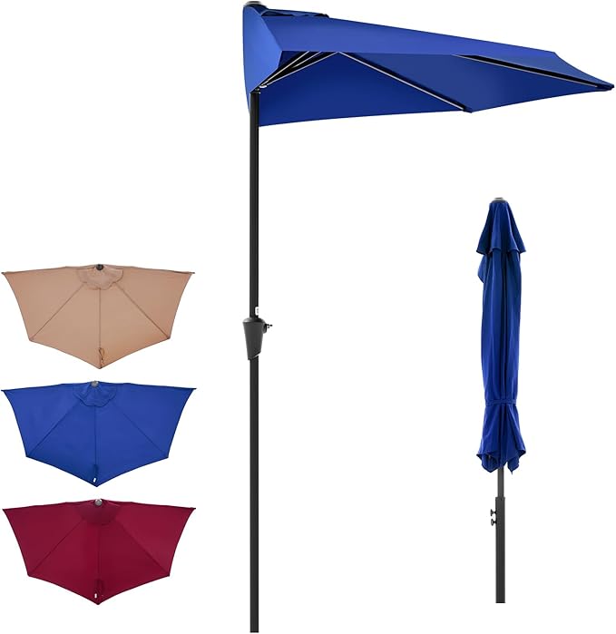 OLIXIS Half 9Ft Umbrella Outdoor Patio, Scalloped Patio Umbrella - Image 8