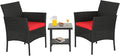 FDW | 3-Piece Patio Furniture Set | Black & Red | Outdoor Wicker Furniture by FDW